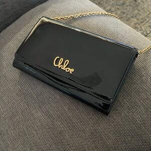 Chloé Black Patent Leather Crossbody Bag Clutch Purse